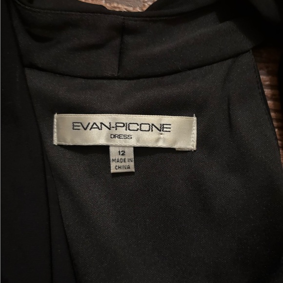 Evan Picone Black A Line Midi Dress Sleeveless Pleated Waist Wedding Guest 12 - Picture 5 of 8